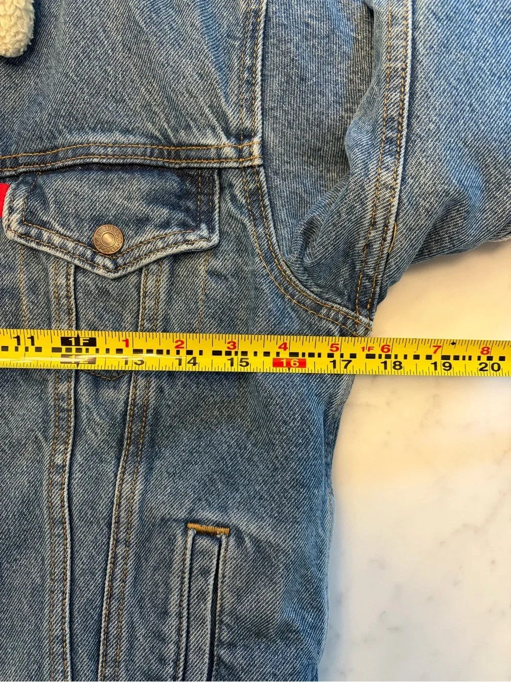 Levi's Blue Denim Sherpa Jacket with Cream Collar
